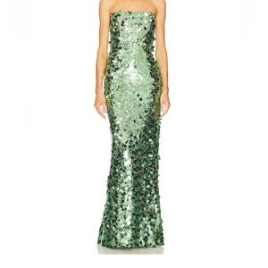 Stunning Bronx and banco green Sequin Strapless Dress